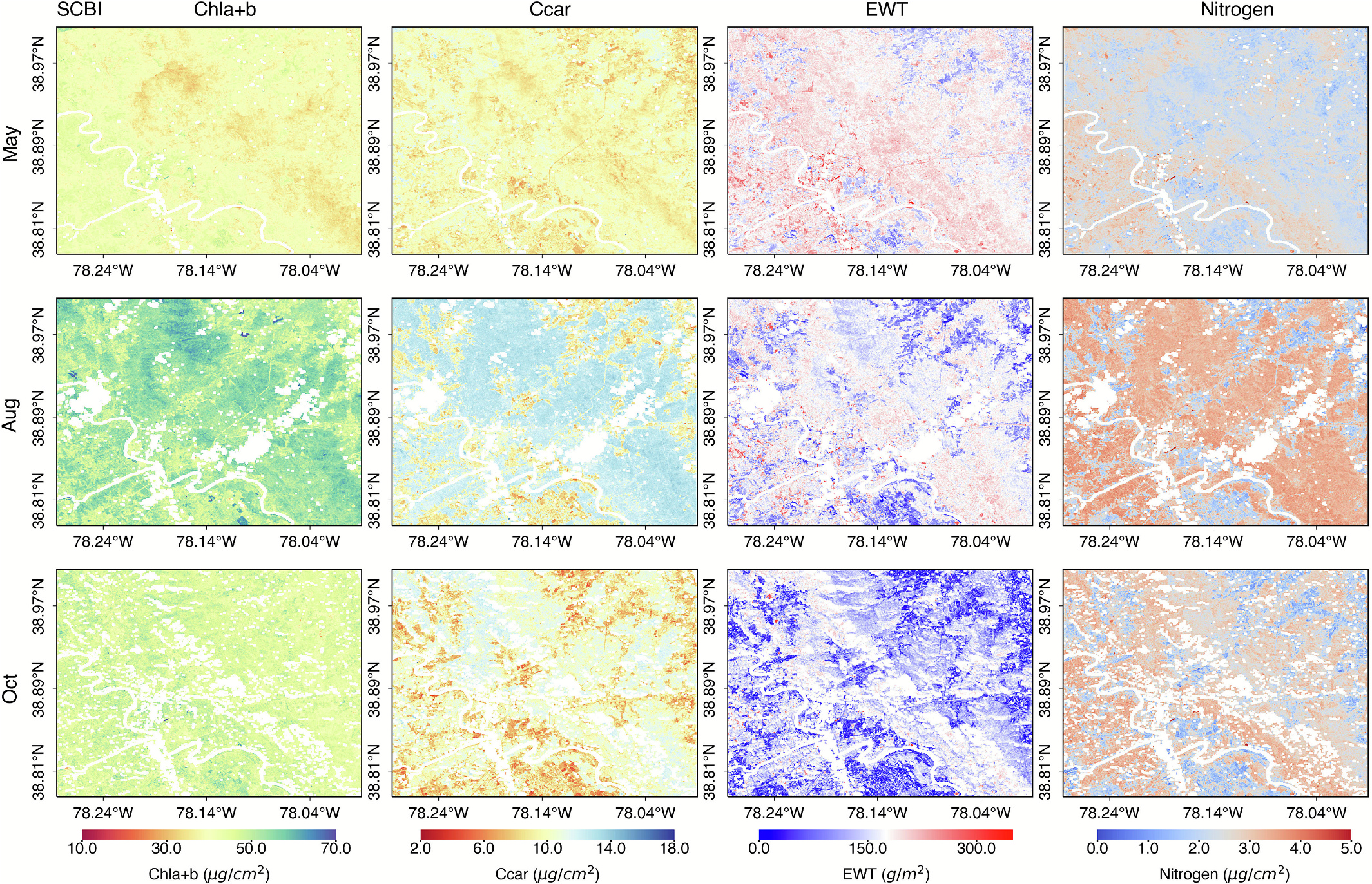 Seasonal trait maps at SCBI